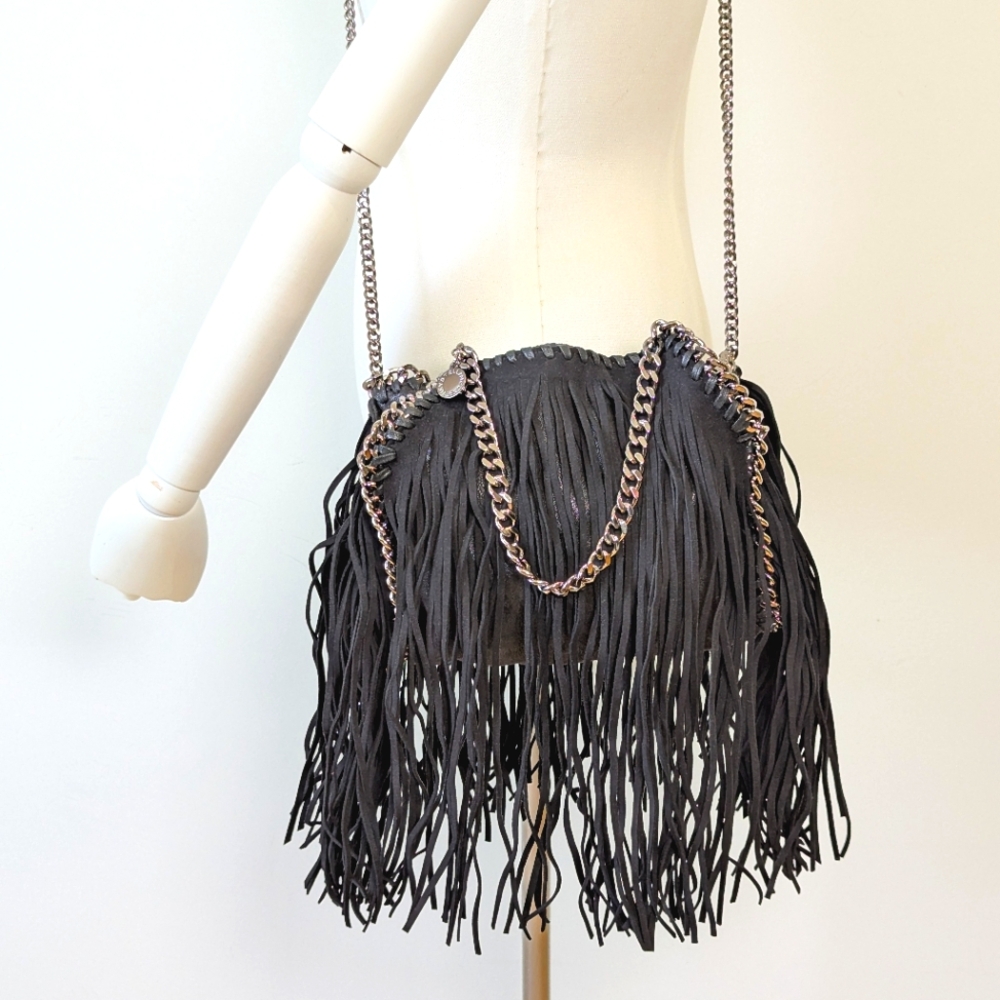 Stella McCartney Black Fringe Shoulder Bag